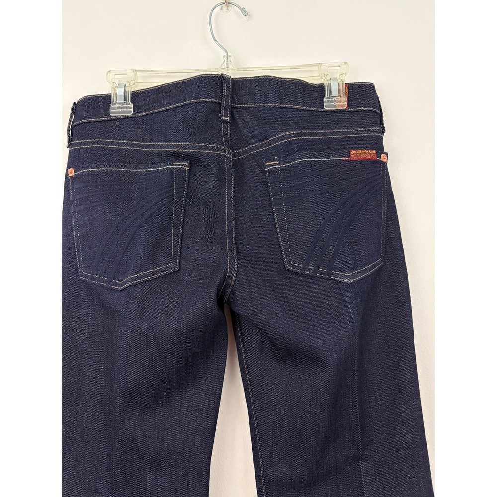 7 For All Mankind Dojo Wide Flare Leg Jeans Size 28 Dark Indigo Cotton 7FAM - Picture 5 of 10